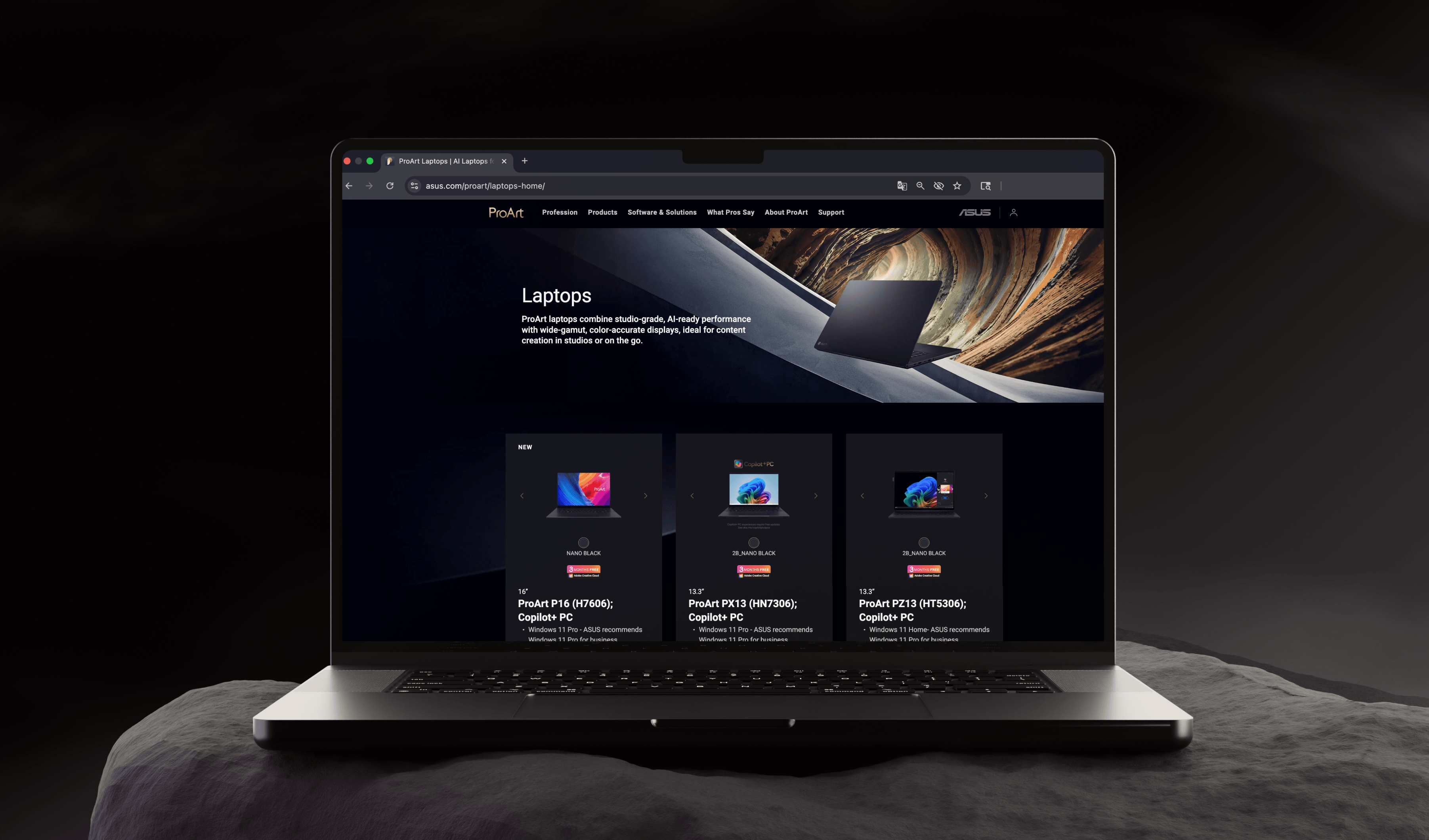 The redesigned ProArt global website on desktop, tablet, and phone.