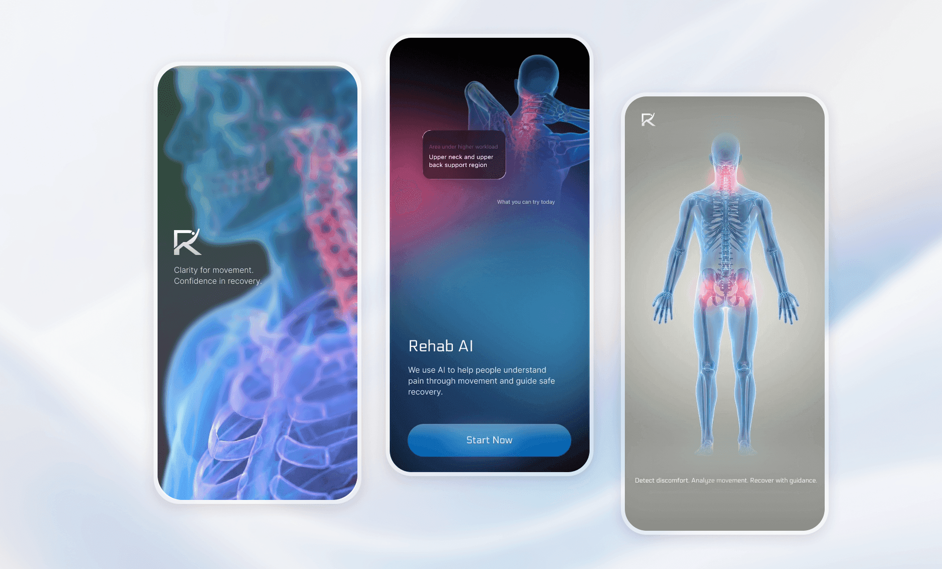 Rehab companion app concept with encouraging progress feedback.