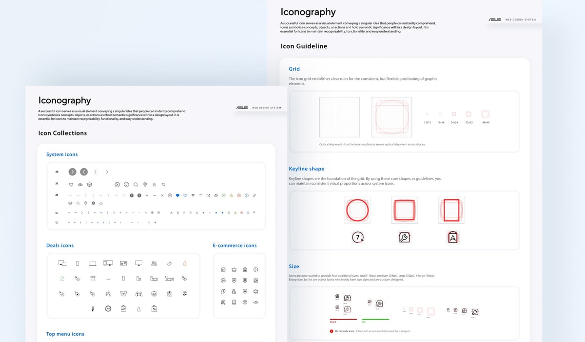 Iconography foundation spec sheets.